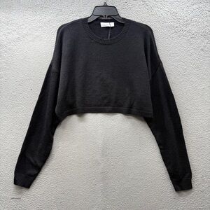 All Things Golden Universal Knit Black Sweatshirt Top Crop Crewneck Long Sleeve